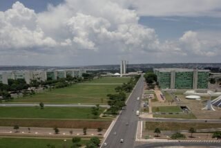 Vista aérea da Esplanada dos Ministérios, em Brasília