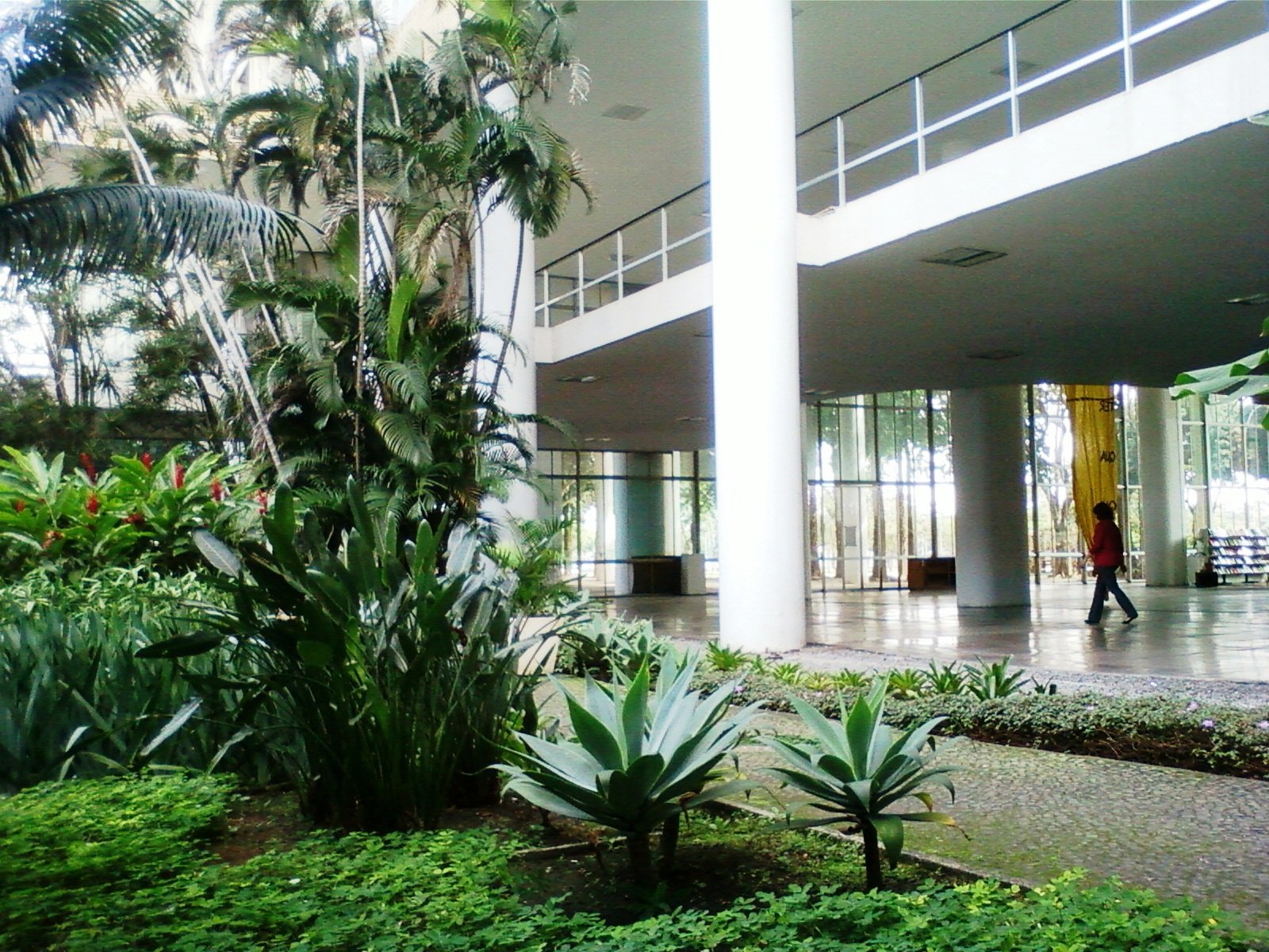 Jardim e entrada do prédio da reitoria da UFRJ no Rio de Janeiro
